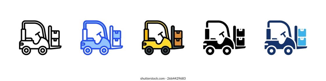Forklift Icon Collection With Multiple Styles