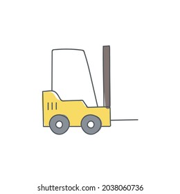Forklift icon in color icon, isolated on white background 