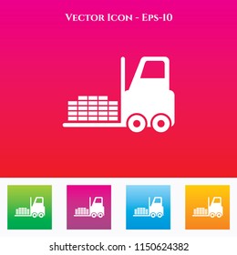 Forklift Icon in Colored Square box. eps-10