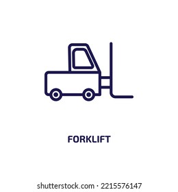 forklift icon from delivery and logistic collection. Thin linear forklift, truck, warehouse outline icon isolated on white background. Line vector forklift sign, symbol for web and mobile