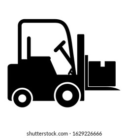 Forklift icon design. Forklift transportation losgistics icon in trendy silhouette style design. Vector illustration.