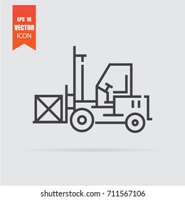 Forklift icon in flat style isolated on grey background. For your design, logo. Vector illustration.
