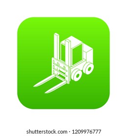 Forklift icon green vector isolated on white background