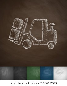 forklift icon. Hand drawn vector illustration. Chalkboard Design