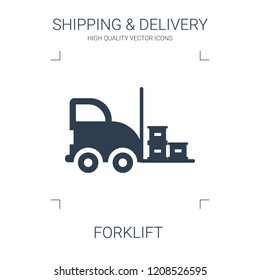 forklift icon. high quality filled forklift icon on white background. from shipping delivery collection flat trendy vector forklift symbol. use for web and mobile
