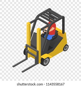 Forklift icon. Isometric of forklift vector icon for on transparent background