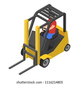 Forklift icon. Isometric of forklift vector icon for web design isolated on white background