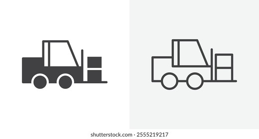 Forklift icon. outlined vector style.