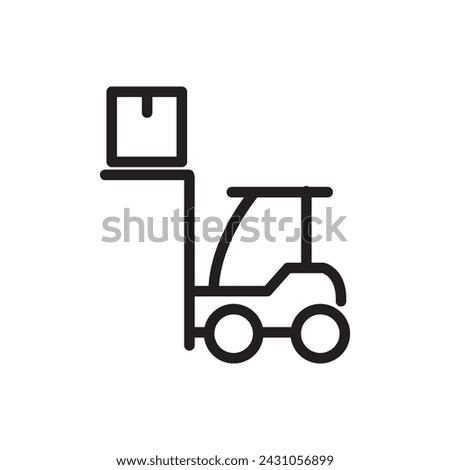 forklift icon placing pallets, marker icon or instructions in factory warehouse. vector eps 10