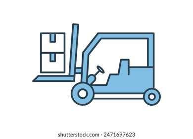 Forklift icon. icon related to supply chain. suitable for web site, app, user interfaces, printable etc. flat line icon style. simple vector design editable
