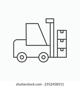 Forklift icon set in blackthin line style.