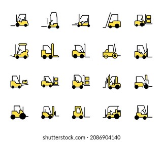 Forklift icon set. Collection of high-quality color outline logo for web site design and mobile apps. Vector illustration on a white background.