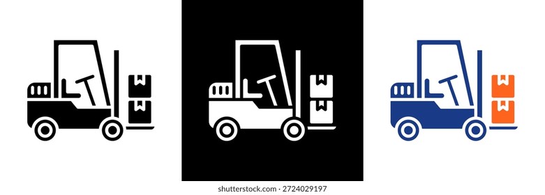 Conjunto de iconos de carretilla elevadora Ilustración vectorial de glifo