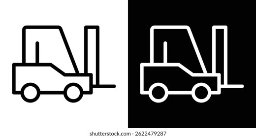 Forklift icon shape graphic simple plain clipart symbol. thin line outline art
