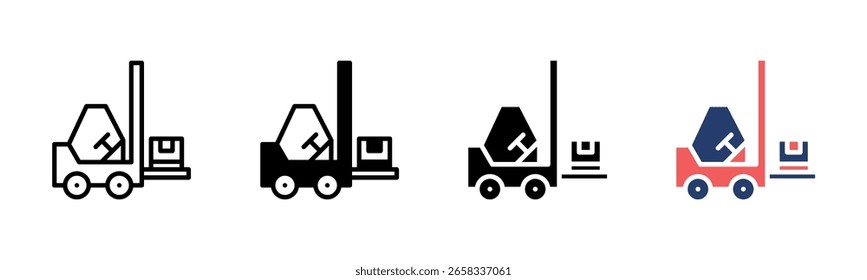 Gabelstapler Icon Blatt mehrere Stilsammlung