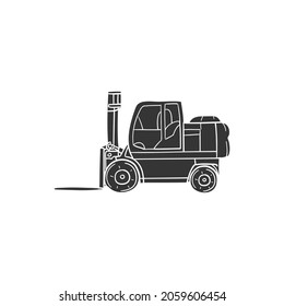 Forklift Icon Silhouette Illustration. Industry Vehicle Vector Graphic Pictogram Symbol Clip Art. Doodle Sketch Black Sign.