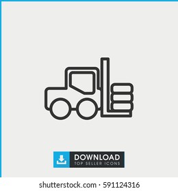 forklift icon. Simple outline forklift vector icon. On white background.
