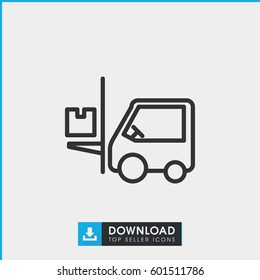 forklift icon. simple outline forklift vector icon. on white background.