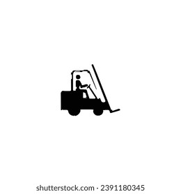 Icono de elevación de la horquilla. Símbolo de fondo de afiches de una empresa de carga de estilo sencillo. Elemento de diseño del logotipo de la marca Forklift. Impresión de camisetas elevadoras de horquilla. Vector para pegatinas.