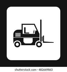 Forklift icon in simple style isolated on white background. Cargo transport symbol vector illustration