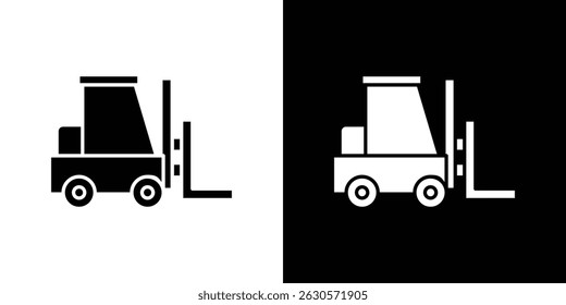 Forklift icon in solid flat trendy design style.