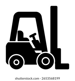 Ilustración de estilo sólido de icono de carretilla elevadora