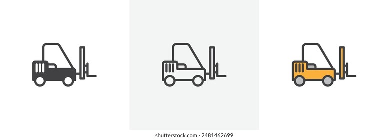 Forklift icon symbol collection on white background.