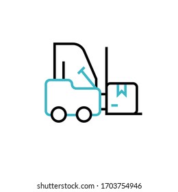 forklift icon two color line design vector illustration. isolated on white background