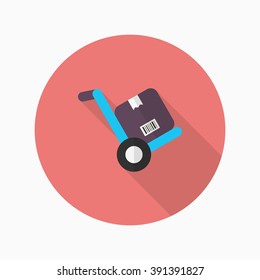 Forklift icon, Vector flat long shadow design. Shipping and logisticst concept.