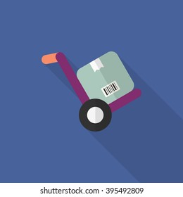 Forklift icon, Vector flat long shadow design. Shipping and logisticst concept.