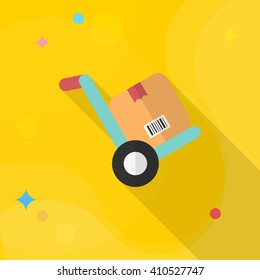 Forklift icon, Vector flat long shadow design. Shipping and logisticst concept.