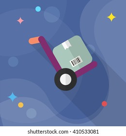 Forklift icon, Vector flat long shadow design. Shipping and logisticst concept.