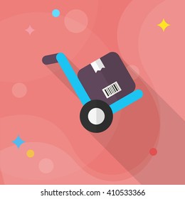 Forklift icon, Vector flat long shadow design. Shipping and logisticst concept.