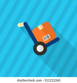 Forklift icon, Vector flat long shadow design. Shipping and logisticst concept.