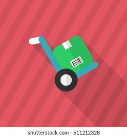 Forklift icon, Vector flat long shadow design. Shipping and logisticst concept.