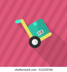 Forklift icon, Vector flat long shadow design. Shipping and logisticst concept.
