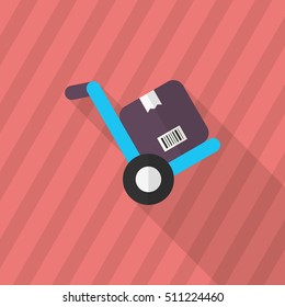 Forklift icon, Vector flat long shadow design. Shipping and logisticst concept.