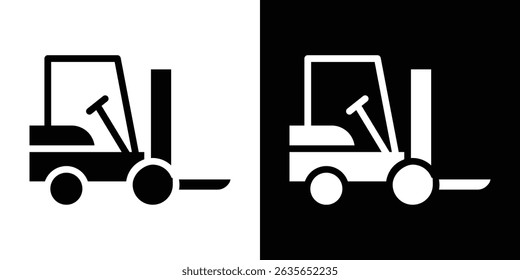Forklift icon Vector in flat style. Collection silhouettes