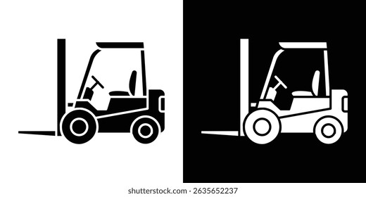 Forklift icon Vector in flat style. Collection silhouettes