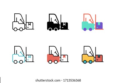 forklift icon vector illustration with six different style design. isolated on white background