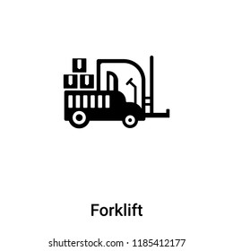 Forklift icon vector isolated on white background, logo concept of Forklift sign on transparent background, filled black symbol
