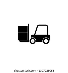 Forklift Icon Vector. Perfect Black pictogram illustration on white background. - Vector