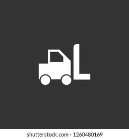 forklift icon vector. forklift sign on black background. forklift icon for web and app
