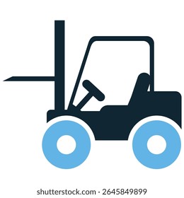 Forklift icon vector, symbolizing warehousing, material handling, and logistics. Ideal for industrial transport, stock management, shipping operations, and heavy lifting equipment.