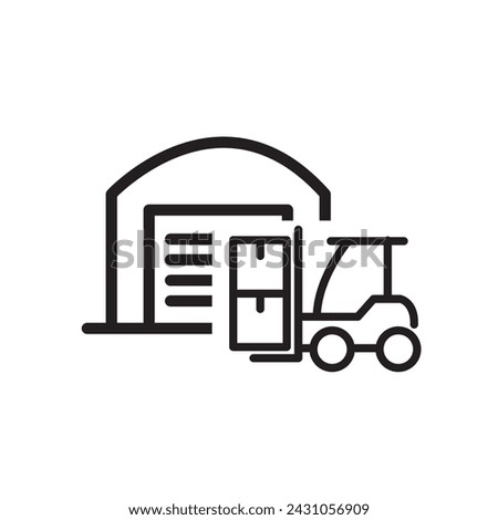 forklift icon with warehouse, marker icon or instructions in factory warehouse. vector eps 10