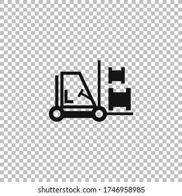 Forklift icon.Forklift truck with cardboard boxes vector illustraion. Transportation of cargo and boxes in the warehouse.
