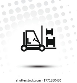 Forklift icon.Forklift truck with cardboard boxes vector illustraion. Transportation of cargo and boxes in the warehouse.