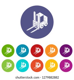 Forklift icons color set vector for any web design on white background
