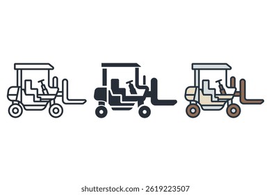 forklift icons isolated on White Background. Flat style design