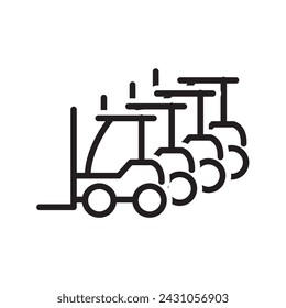 forklift icons lined up, marker icons or instructions in factory warehouses. vector eps 10